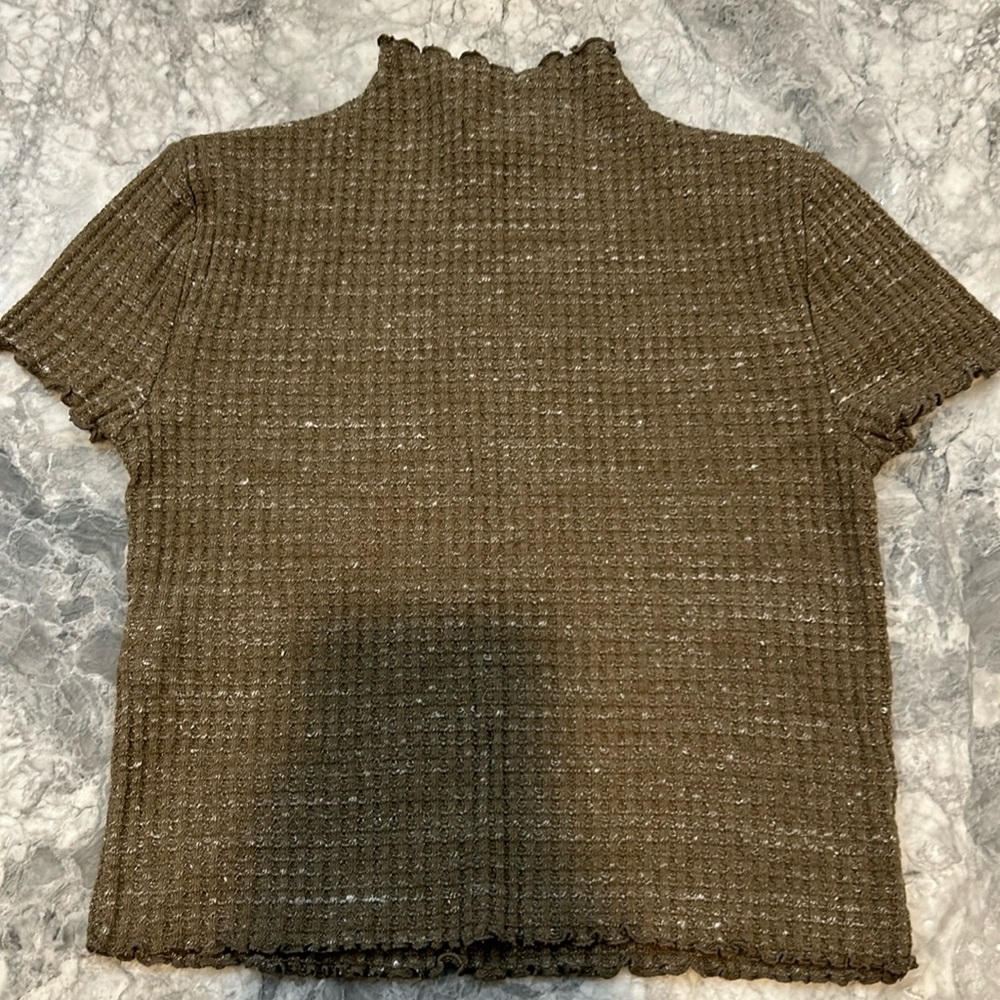 Green waffle pattern turtleneck